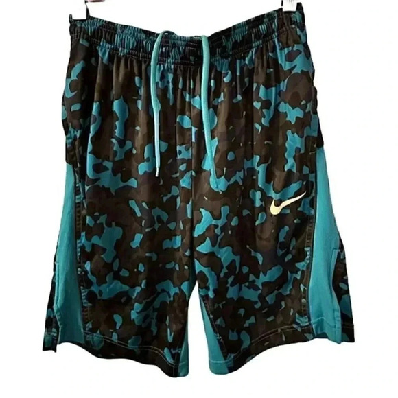 NIKE DRI-FIT BLUE CAMO ATHLETIC/ BASKETBALL SHORTS Size MEDIUM - Picture 1 of 7